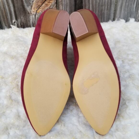 Red Heeled Bootie JustFab Misha Size 8.5 Burgundy Wine Ankle Boot EUC - Picture 11 of 13